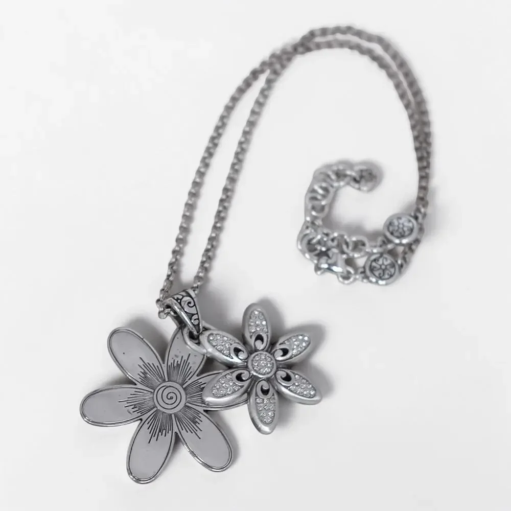 Brighton Dazzle Bloom Twin Daisy Pendant Necklace Crystal Floral Garden Retired - Picture 5 of 6